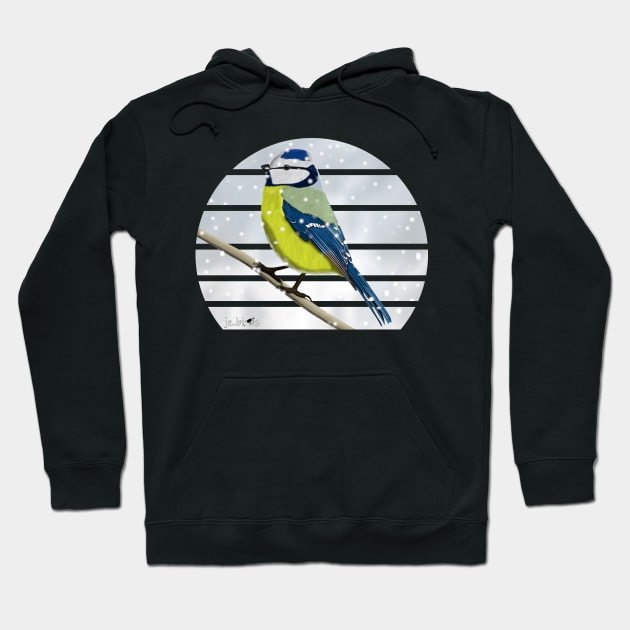 Blue Tit Winter Snow Bird Watching Birding Ornithologist Gift Hoodie by jzbirds